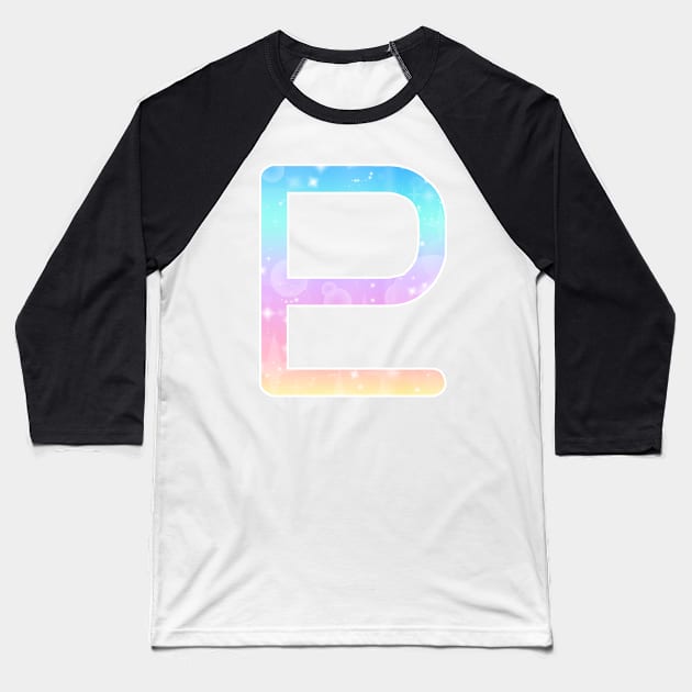 Pluto Planet Symbol in Magical Unicorn Colors Baseball T-Shirt by bumblefuzzies